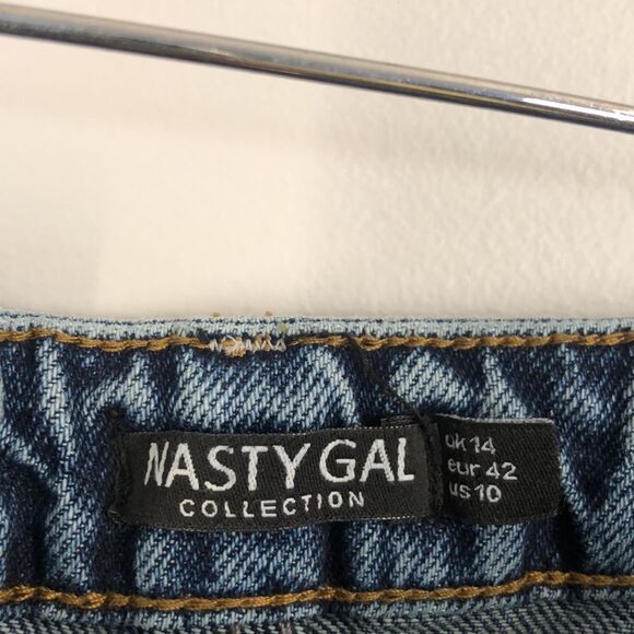 Nasty Gal High Waist Distressed Skinny Women’s Mom Jeans Size 10 Blue - Picture 4 of 7